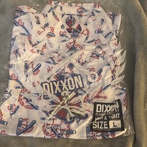 DIXXON White Shirt with Red and Blue Graphics
